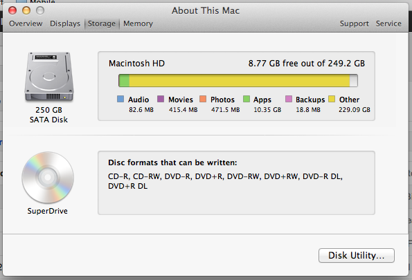 how large is a disk image for mac